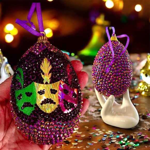Easter Egg Decoration, Mardi Gras Beaded Ornament, Easter...